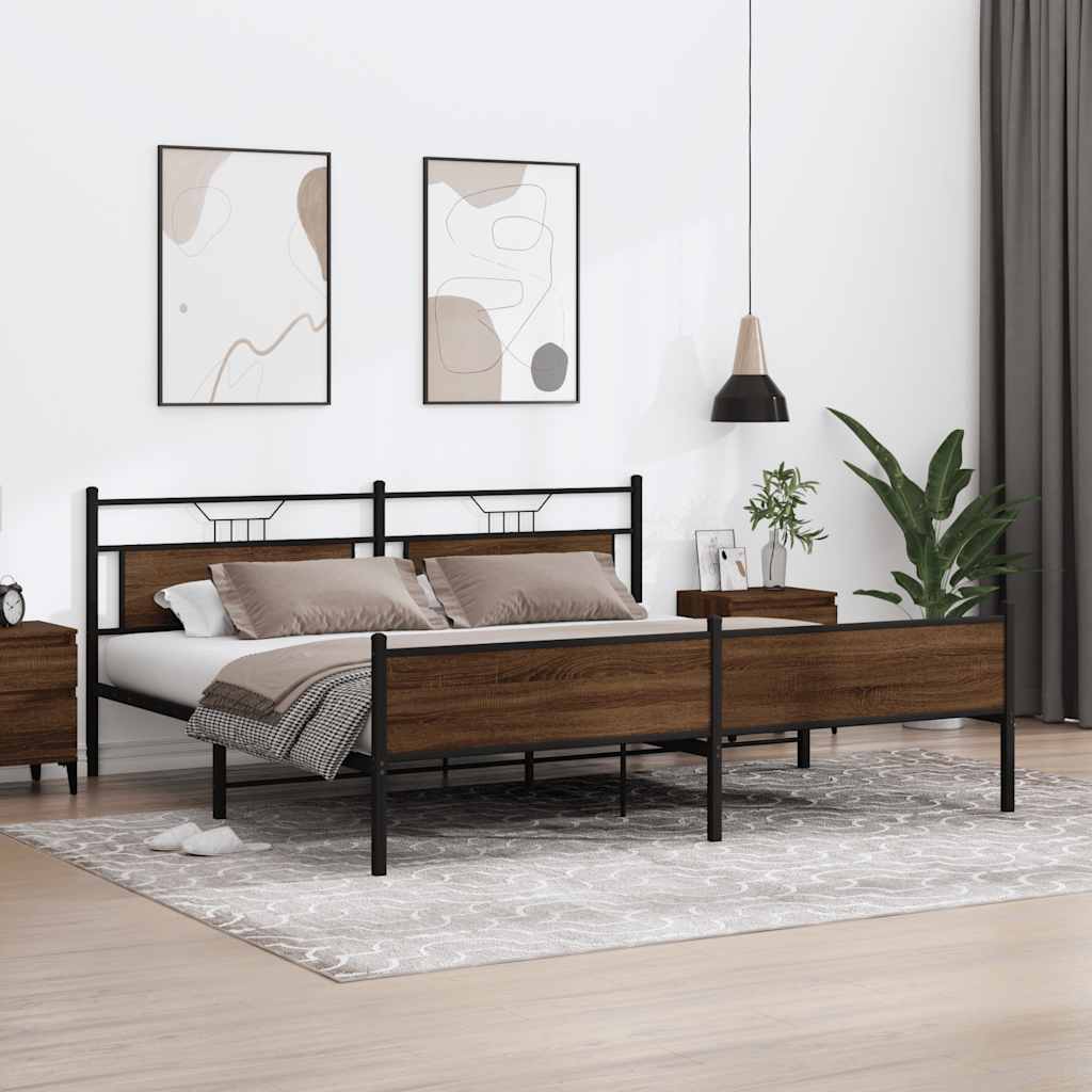 Giroletto senza Materaso in Metallo Rovere Marrone 193x203 cm