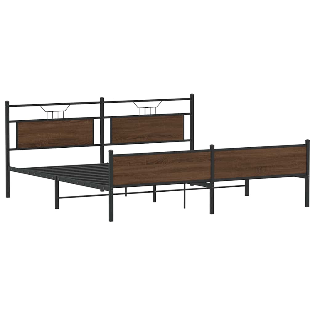 Giroletto senza Materaso in Metallo Rovere Marrone 193x201 cm | homemem39