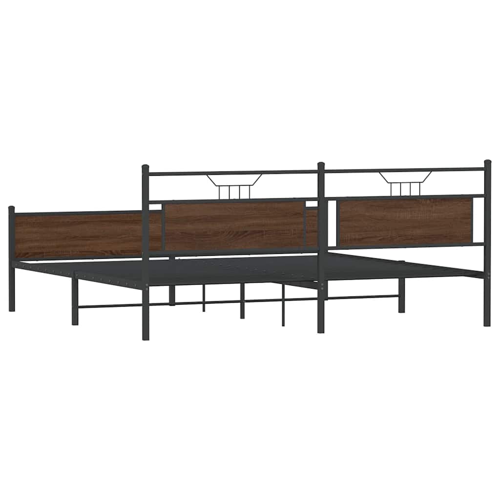 Giroletto senza Materaso in Metallo Rovere Marrone 193x201 cm | homemem39