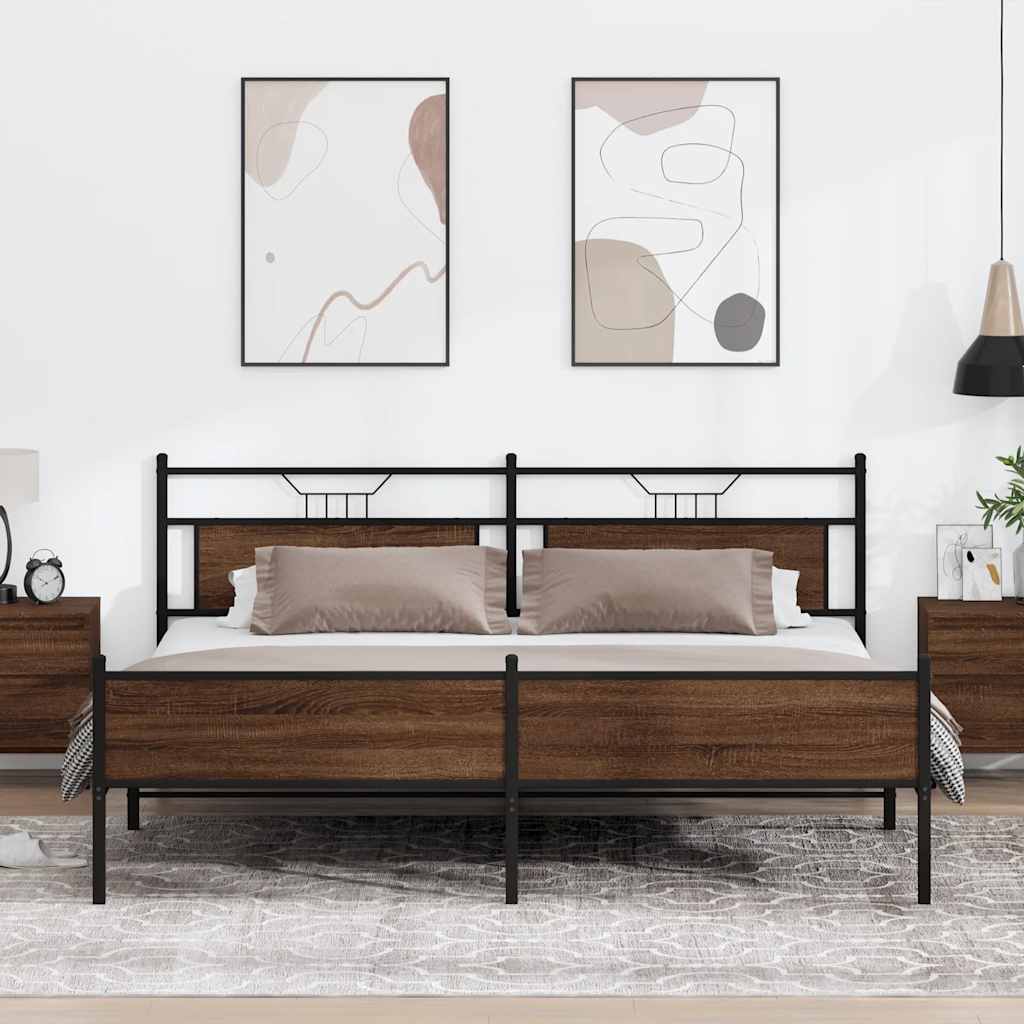 Giroletto senza Materaso in Metallo Rovere Marrone 193x203 cm
