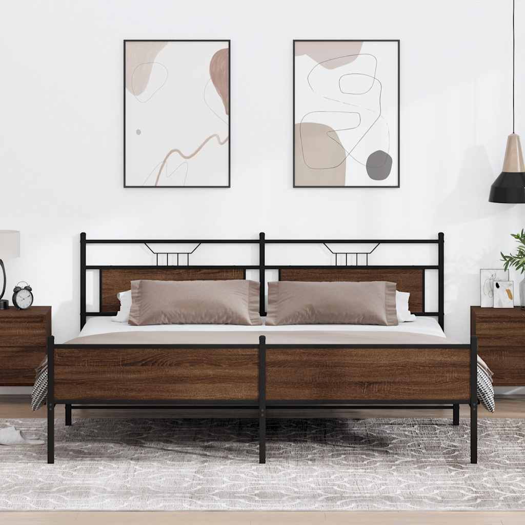 Giroletto senza Materaso in Metallo Rovere Marrone 200x200 cm