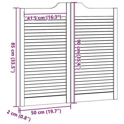 Porte a Battente 2-Paio Design a Lamelle 90x100cm Legno di Pino