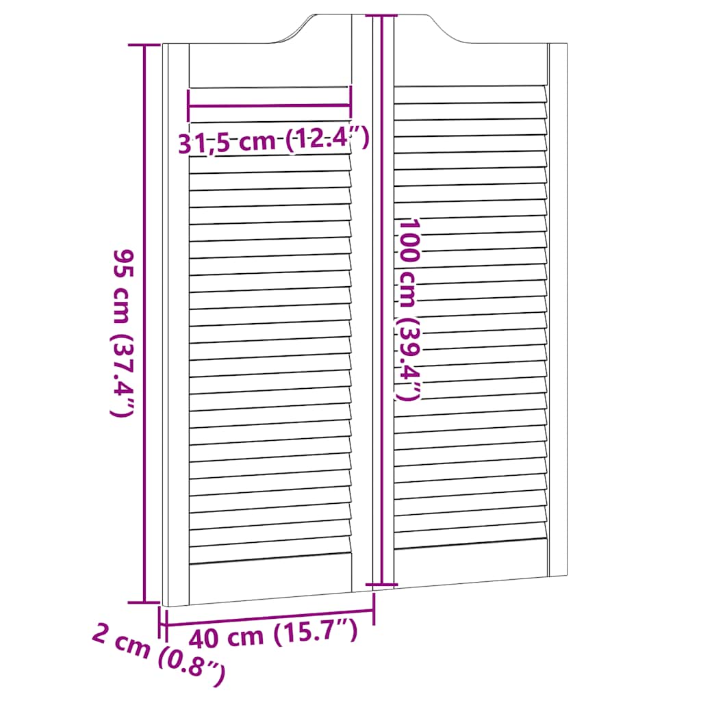 Porte a Battente 1-Paio Design a Lamelle Bianco 100x80 cm