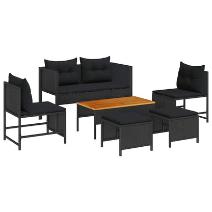 Set Divano da Giardino 6 pcs Nero polyrattan