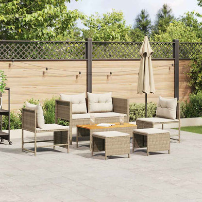 Set Divano da Giardino 6 pcs beige e panna polyrattan