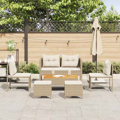 Set Divano da Giardino 6 pcs beige e panna polyrattan