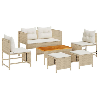 Set Divano da Giardino 6 pcs beige e panna polyrattan