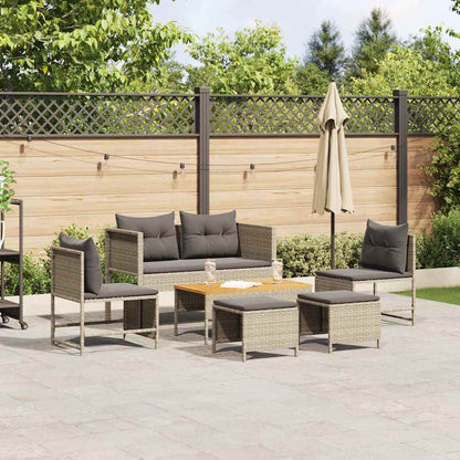 Set Divano da Giardino 6 pcs Grigio chiaro e grigio scuro