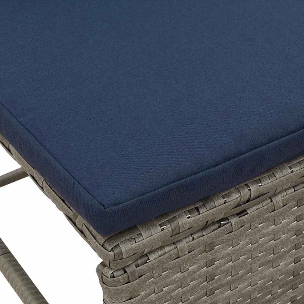 Set Divano da Giardino 6 pcs grigio e blu navy polyrattan