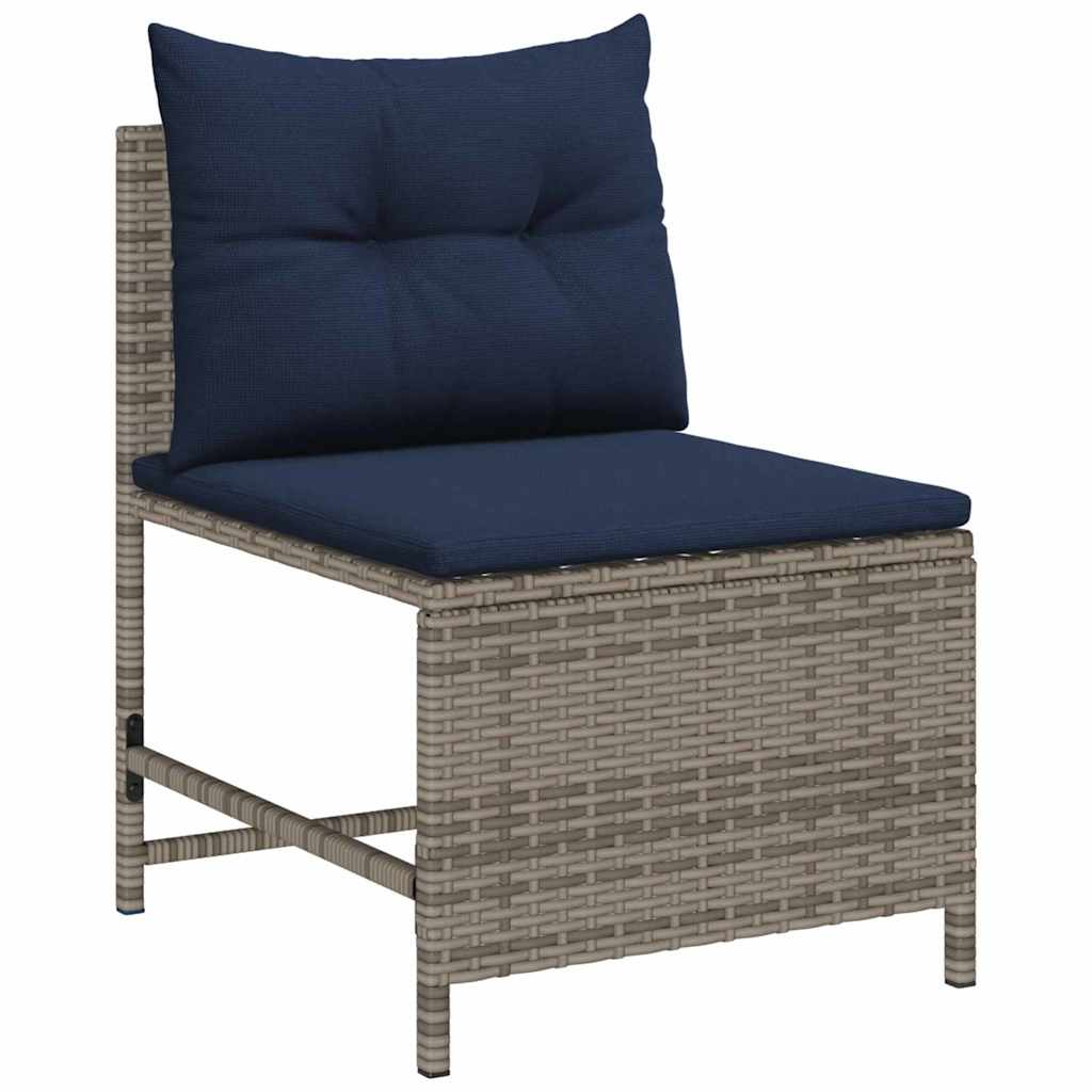 Set Divano da Giardino 6 pcs grigio e blu navy polyrattan