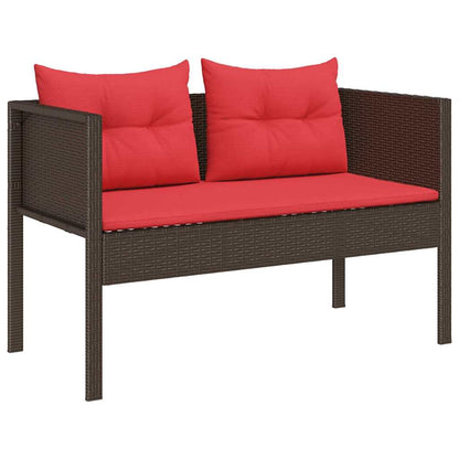 Set Divano da Giardino 6 pz Marrone e Rosso polyrattan