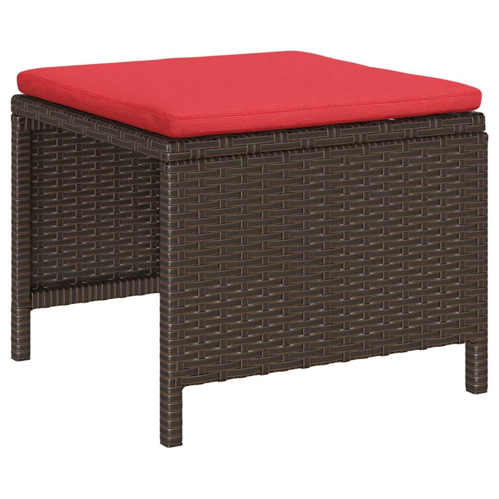 Set Divano da Giardino 6 pz Marrone e Rosso polyrattan