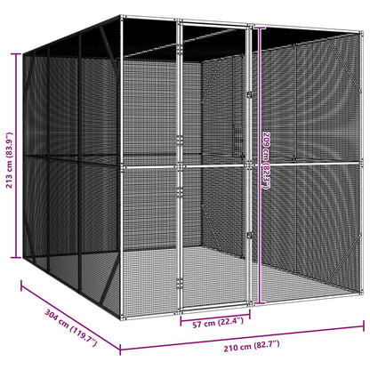 Gabbia per uccelli Antracite 210 x 304 x 213 cm Acciaio zincato