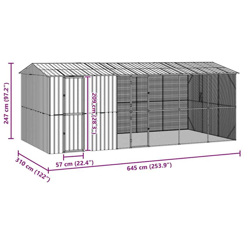 Gabbia per uccelli Antracite 645 x 310 x 247 cm Acciaio zincato