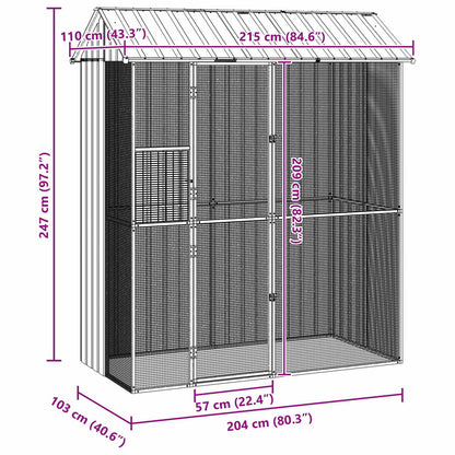 Gabbia per uccelli Antracite 215 x 110 x 247 cm Acciaio zincato | homemem39
