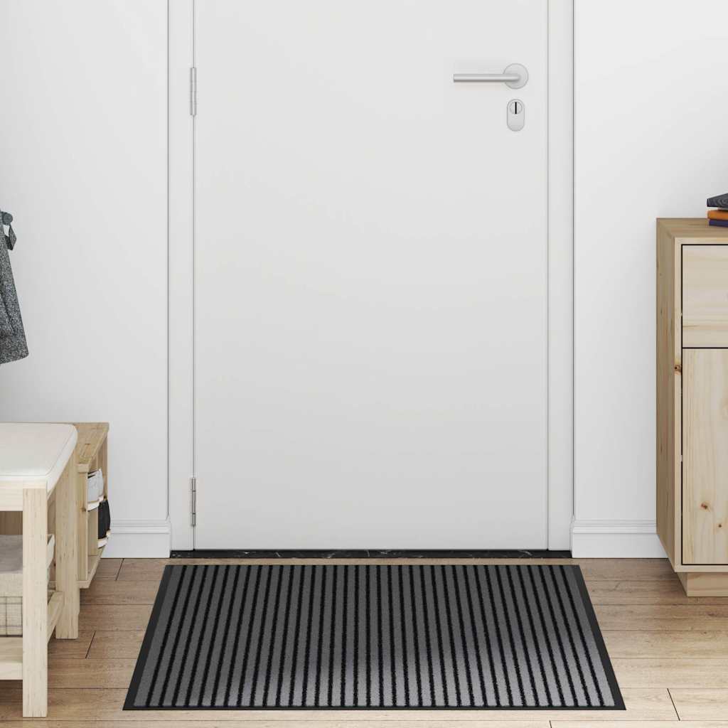 Zerbino a Strisce Nere e Grigie 90x150 cm | homemem39