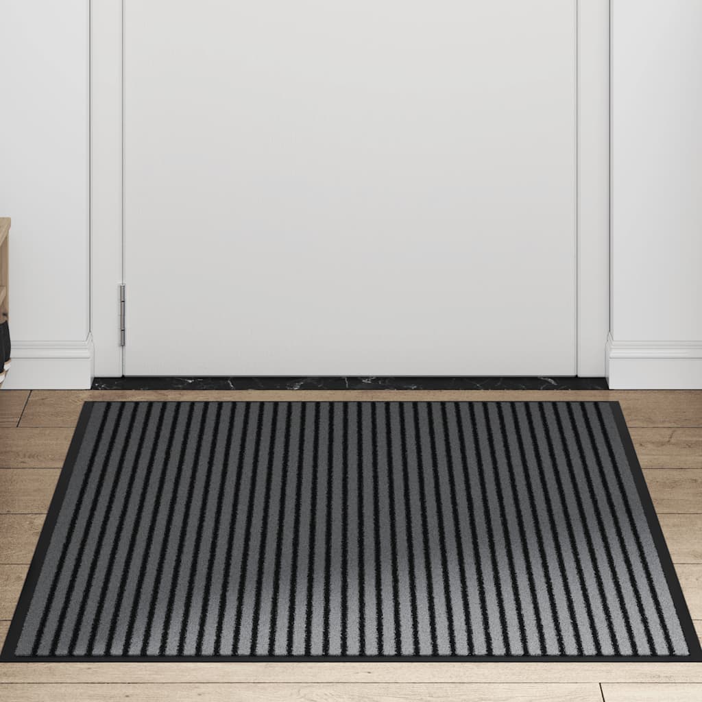 Zerbino a Strisce Nere e Grigie 90x150 cm | homemem39
