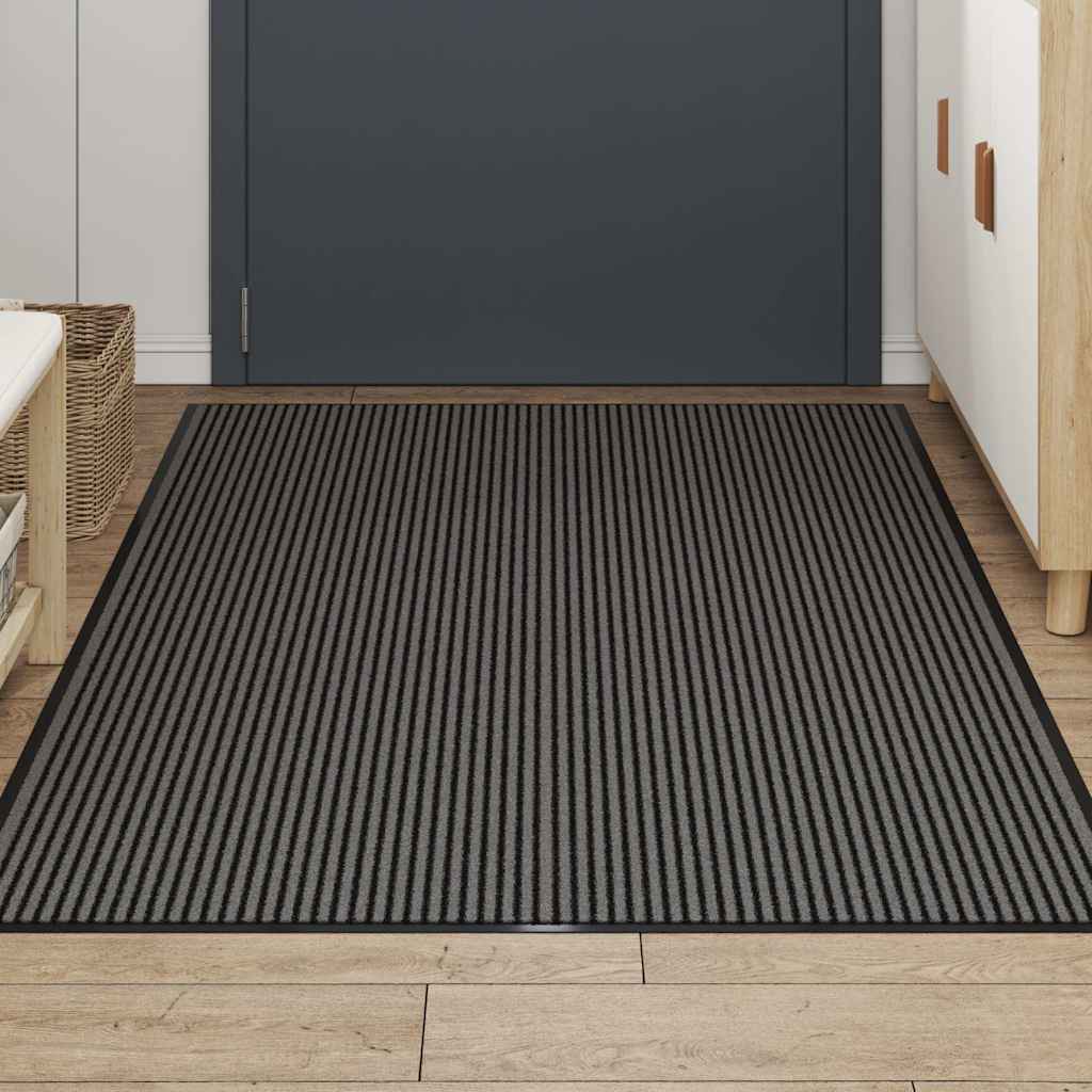 Zerbino a Strisce Nere e Grigie 115x200 cm | homemem39