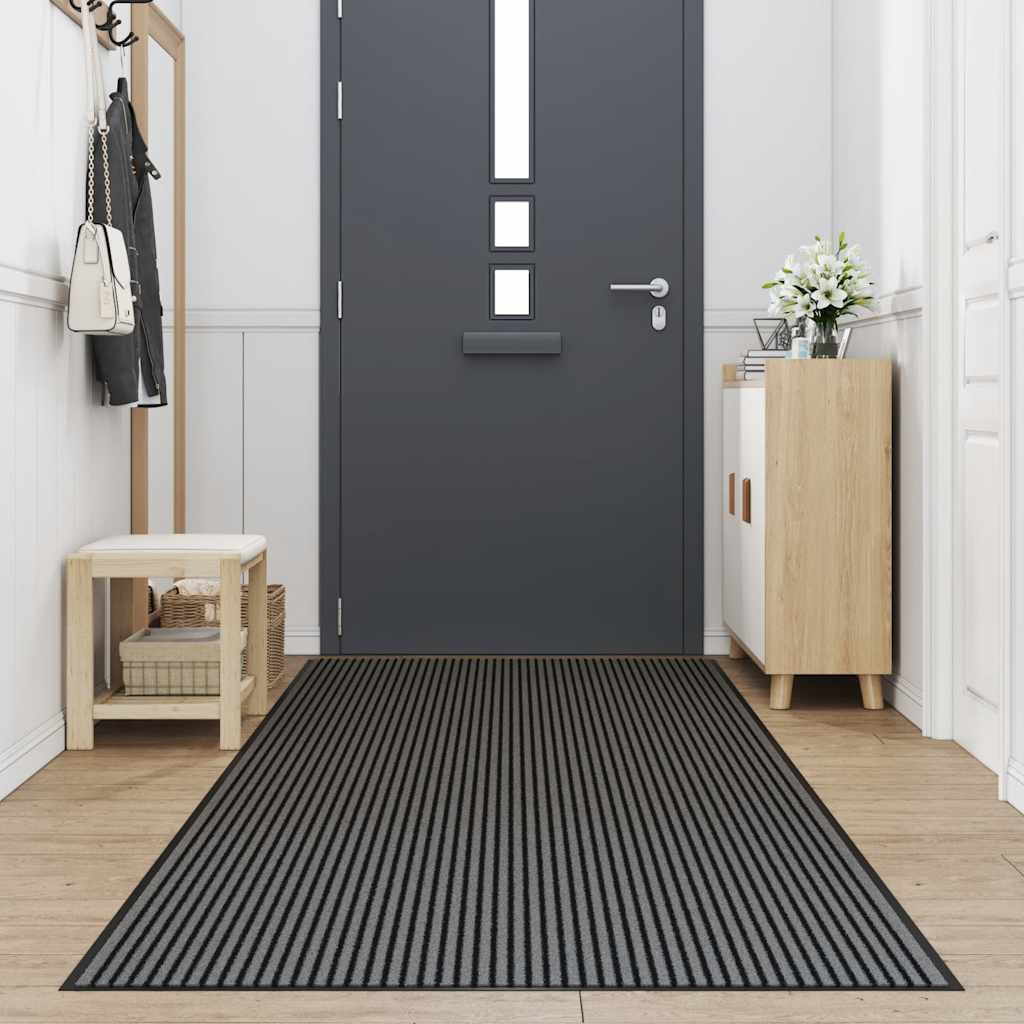 Zerbino a Strisce Nere e Grigie 115x400 cm | homemem39
