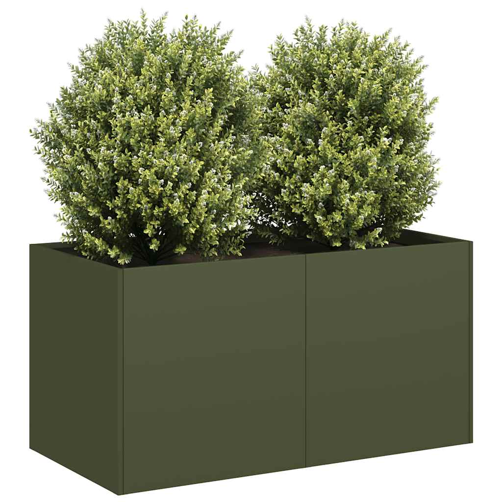 Fioriera Verde Oliva 80x40x40 cm in Acciaio Laminato a Freddo - homemem39