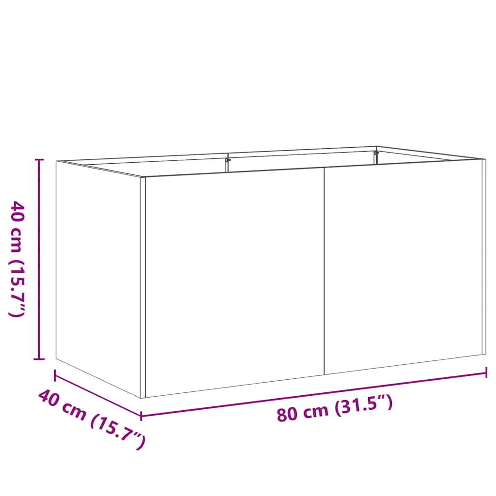 Fioriera Arrugginita 80x40x40 cm in Acciaio Corten | homemem39