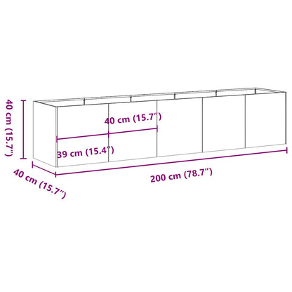 Fioriera Antracite 200x40x40 cm Acciaio laminato a freddo