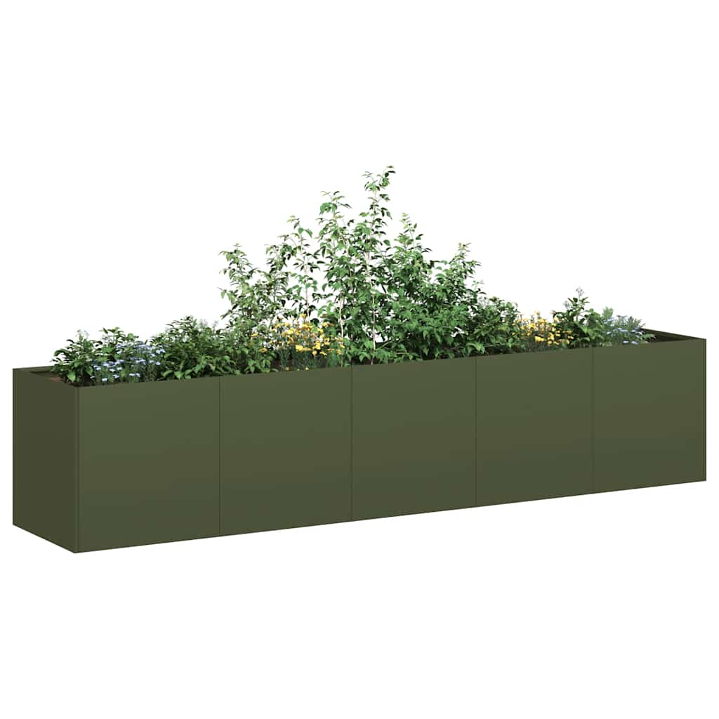 Fioriera Verde Oliva 200x40x40 cm in Acciaio Laminato a Freddo - homemem39