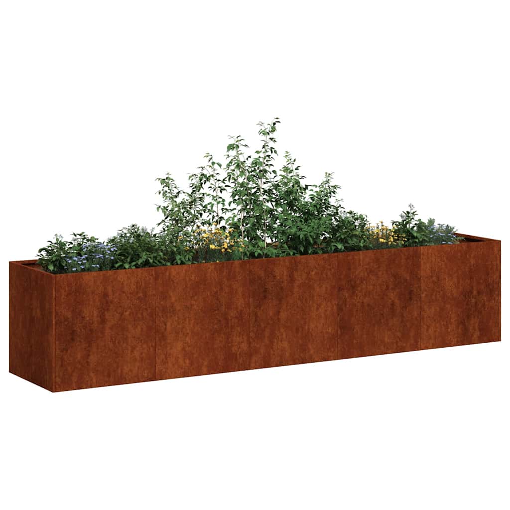 Fioriera Arrugginita 200x40x40 cm in Acciaio Corten - homemem39