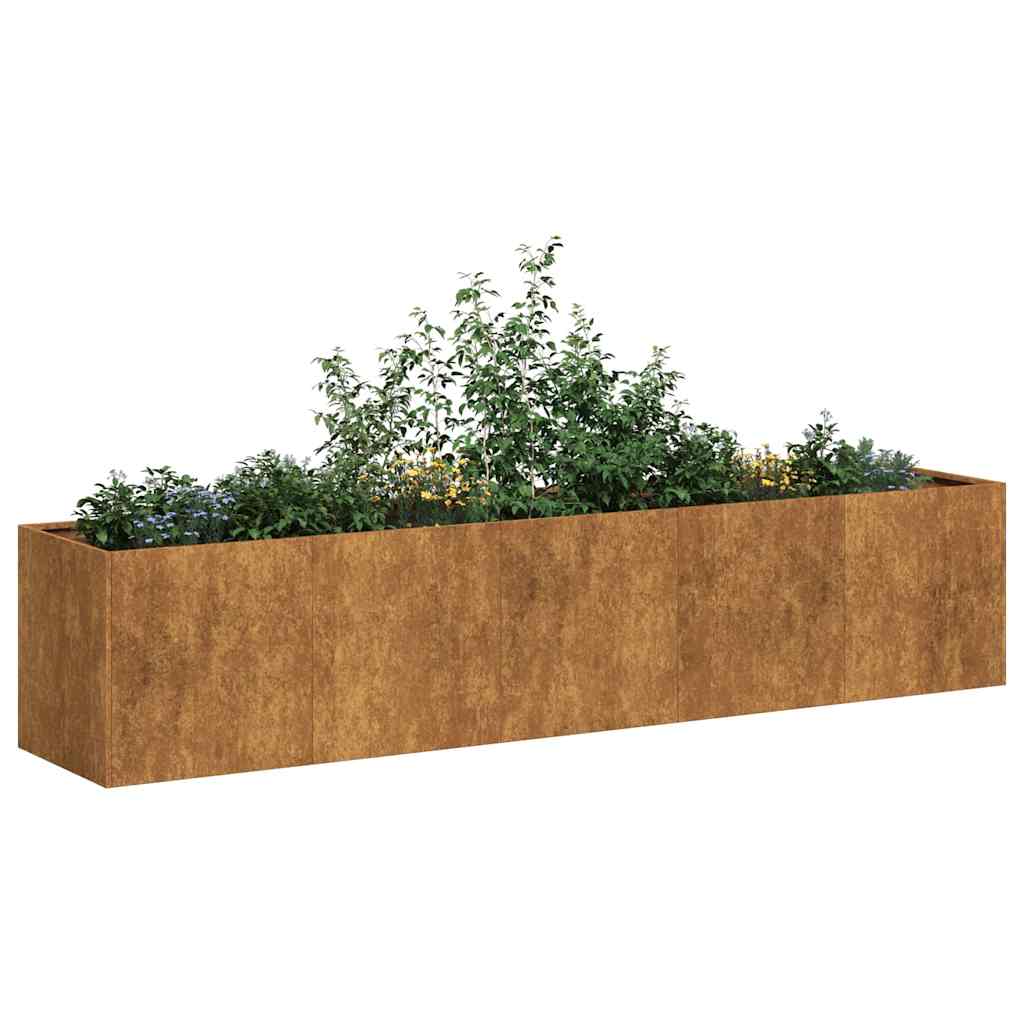 Fioriera Arrugginita 200x40x40 cm in Acciaio Corten - homemem39