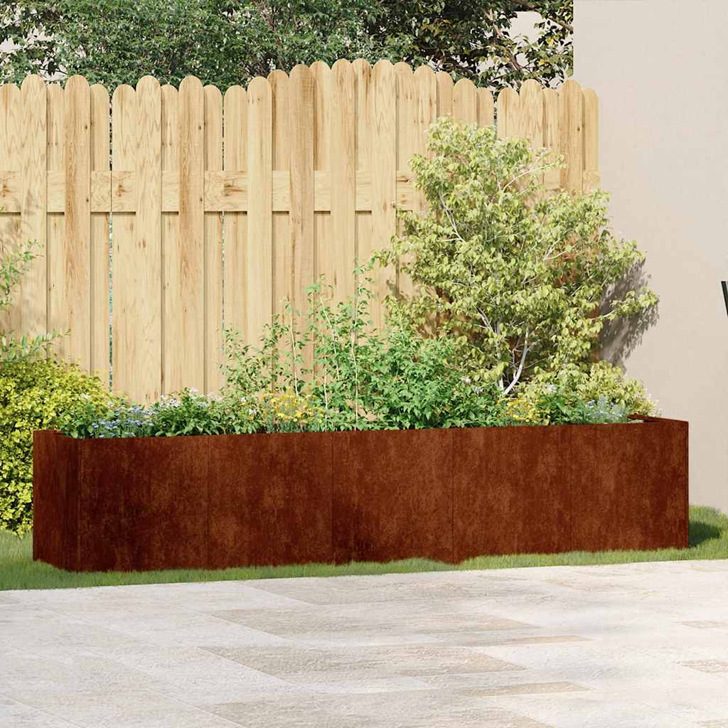 Fioriera Arrugginita 200x40x40 cm in Acciaio Corten - homemem39