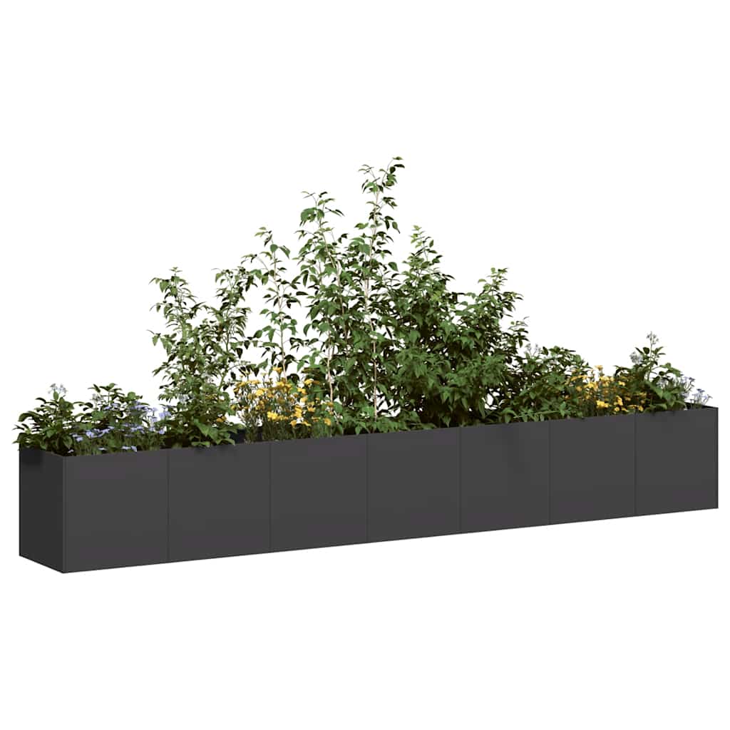 Fioriera Nera 280x40x40 cm in Acciaio Laminato a Freddo - homemem39