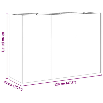 Fioriera Nera 120x40x80 cm in Acciaio Laminato a Freddo