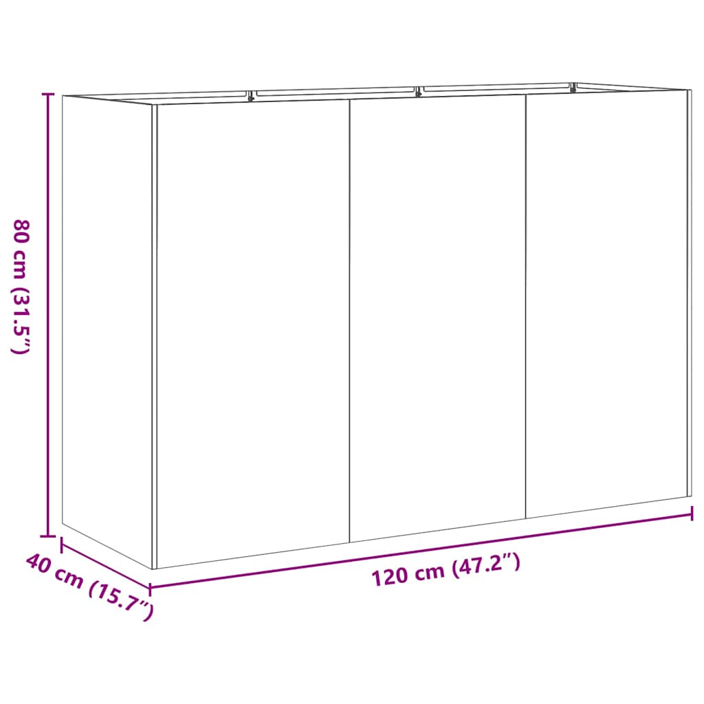 Fioriera Antracite 120x40x80 cm in Acciaio Laminato a Freddo - homemem39