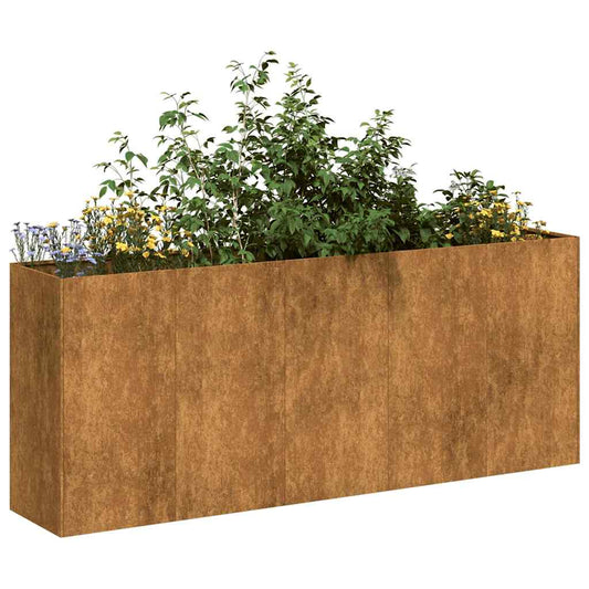 Fioriera Arrugginita 200x40x80 cm in Acciaio Corten