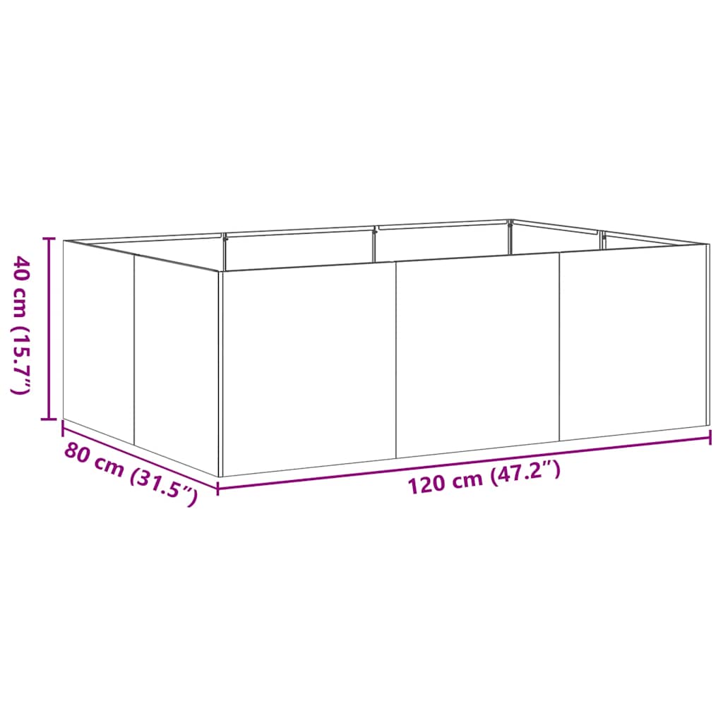 Fioriera 120x80x40 cm in Acciaio Inox - homemem39