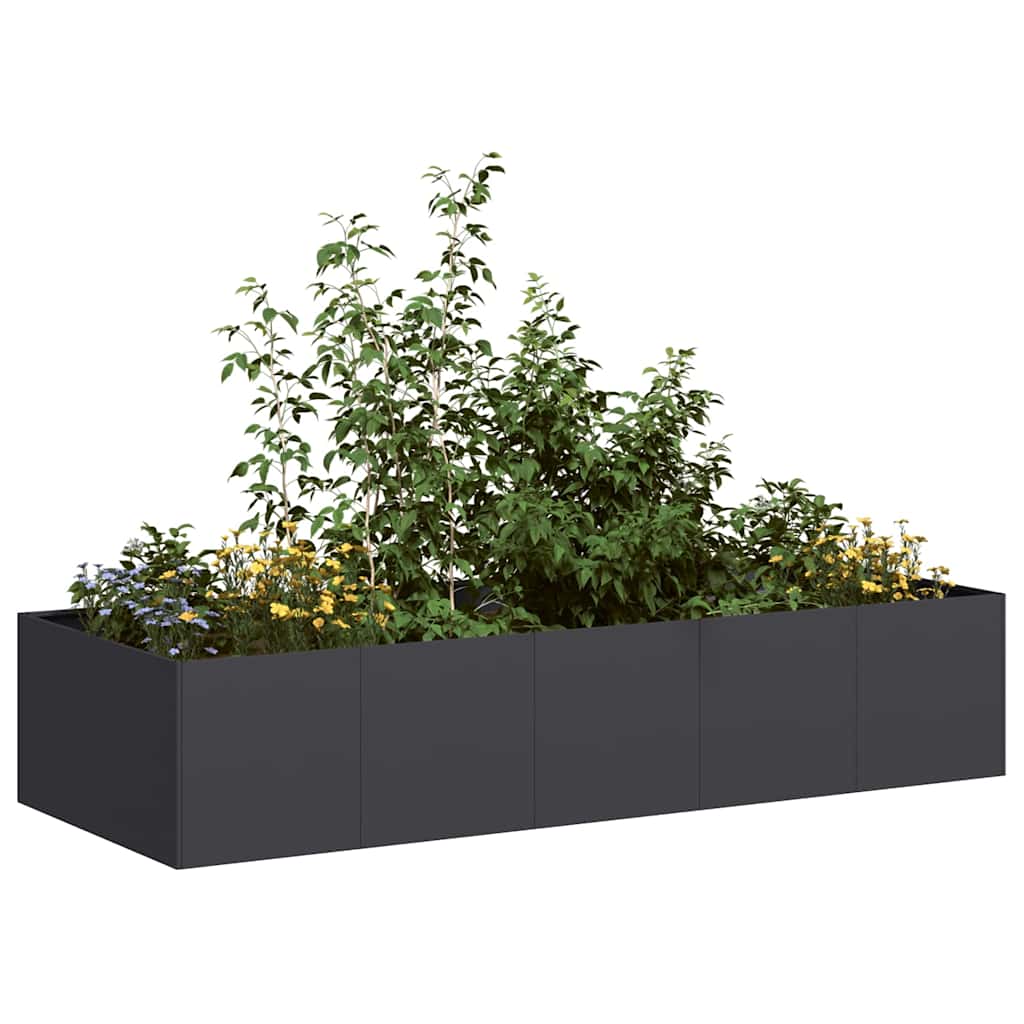 Fioriera Nera 200x80x40 cm in Acciaio - homemem39