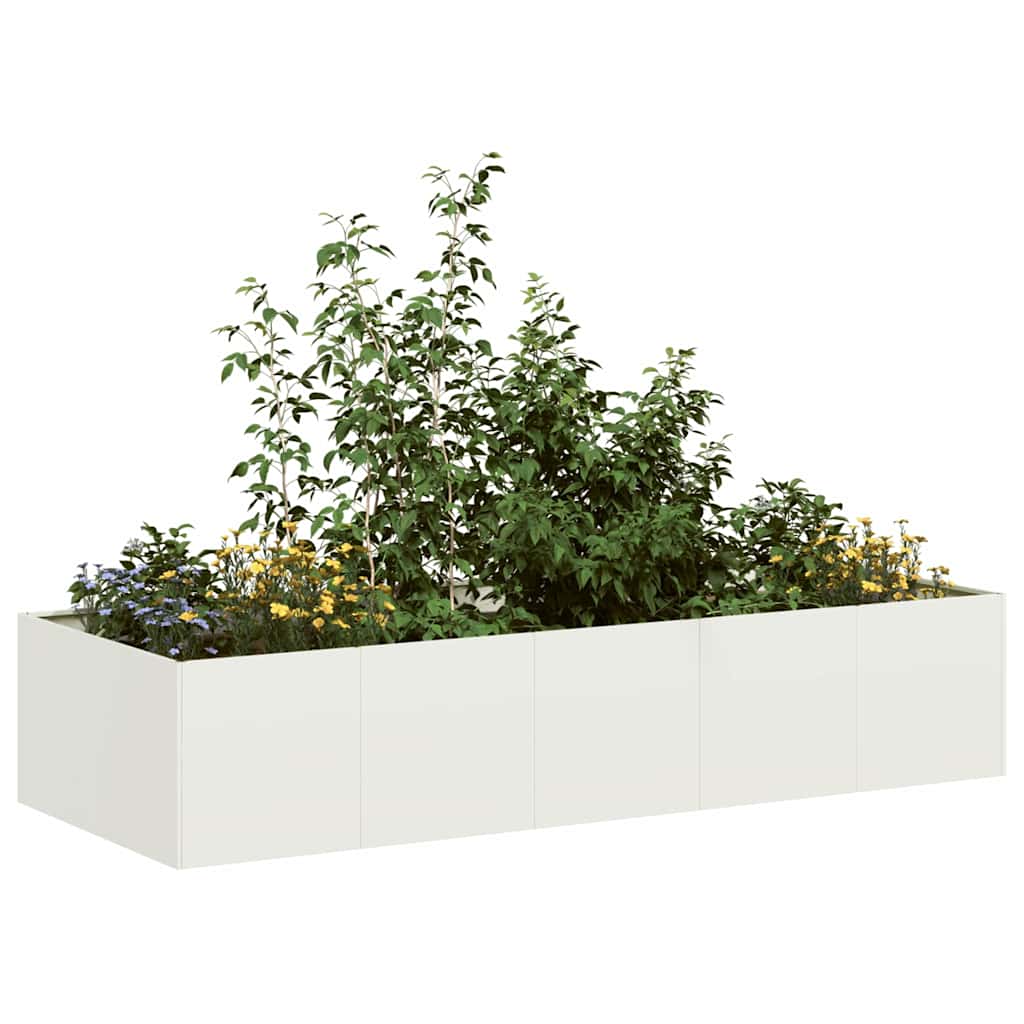 Fioriera Bianca 200x80x40 cm in Acciaio - homemem39