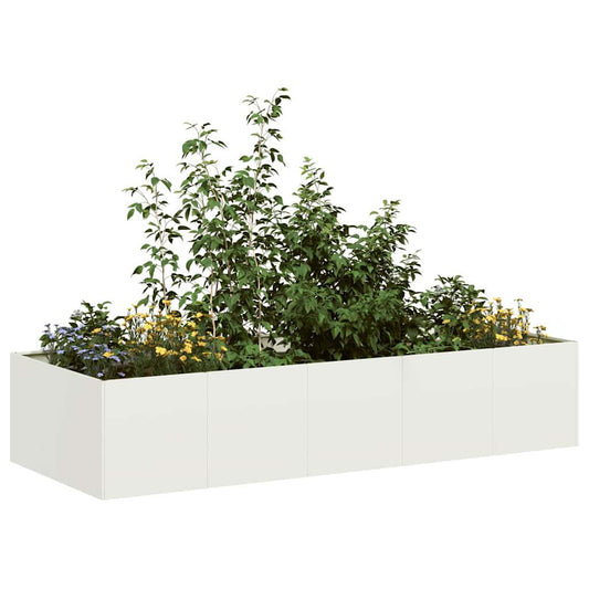 Fioriera Bianca 200x80x40 cm in Acciaio - homemem39
