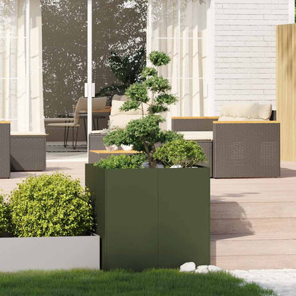 Fioriera Verde Oliva 80x80x80 cm in Acciaio - homemem39