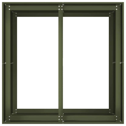 Fioriera Verde Oliva 80x80x80 cm in Acciaio - homemem39