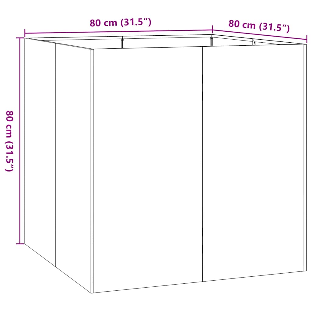 Fioriera Verde Oliva 80x80x80 cm in Acciaio - homemem39