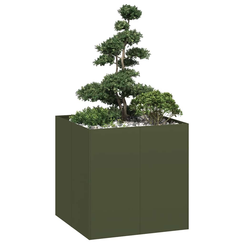 Fioriera Verde Oliva 80x80x80 cm in Acciaio - homemem39
