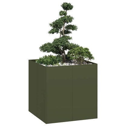 Fioriera Verde Oliva 80x80x80 cm in Acciaio - homemem39
