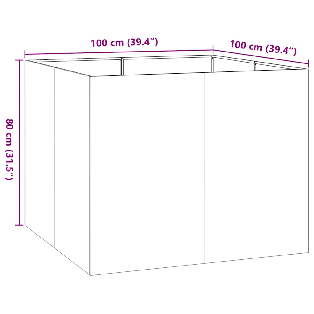 Fioriera Nera 100x100x80 cm in Acciaio - homemem39