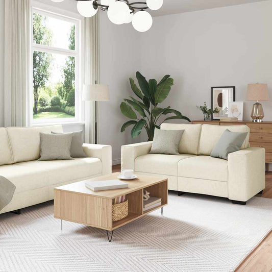 Divano 3 pcs Beige 221 x 80 x 82 cm Tessuto misto lino