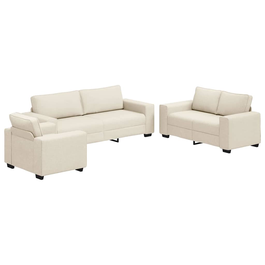 Divano 3 pcs Beige 221 x 80 x 82 cm Tessuto misto lino | homemem39