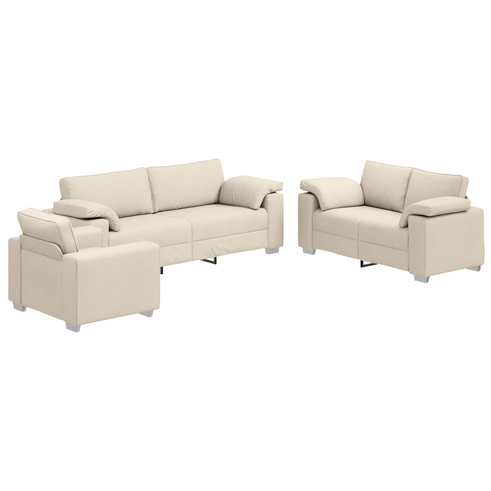 Divano 3 pcs Beige 219 x 80 x 82 cm Tessuto misto lino | homemem39