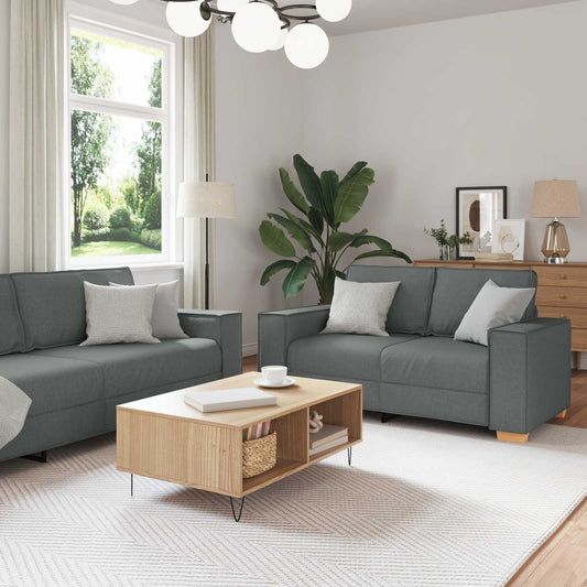 Divano 3 pcs Grigio scuro 220 x 80 x 84 cm Tessuto misto lino | homemem39
