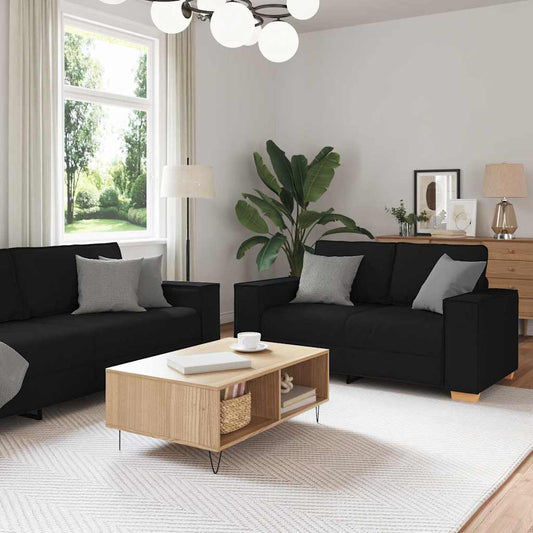 Set di divani con cuscino 3 pcs Nero 220 x 78 x 84 cm Tessuto