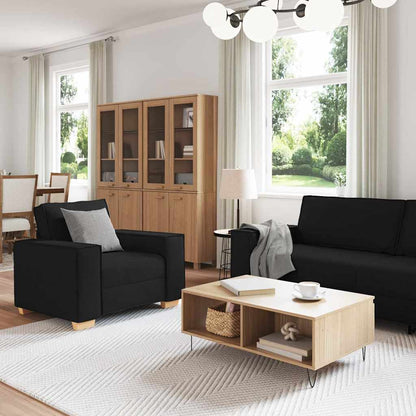 Set di divani con cuscino 3 pcs Nero 220 x 78 x 84 cm Tessuto